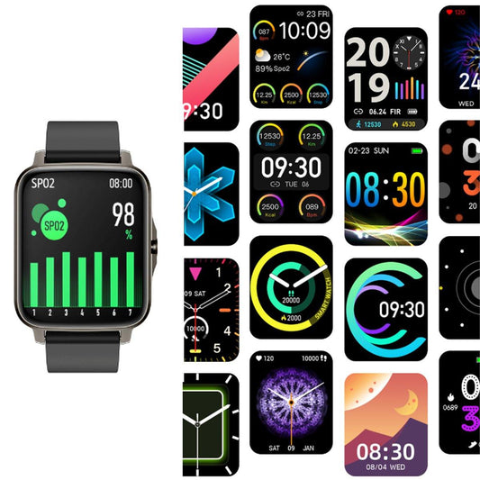 Smart lifestyle health watch black frontal multiple images 